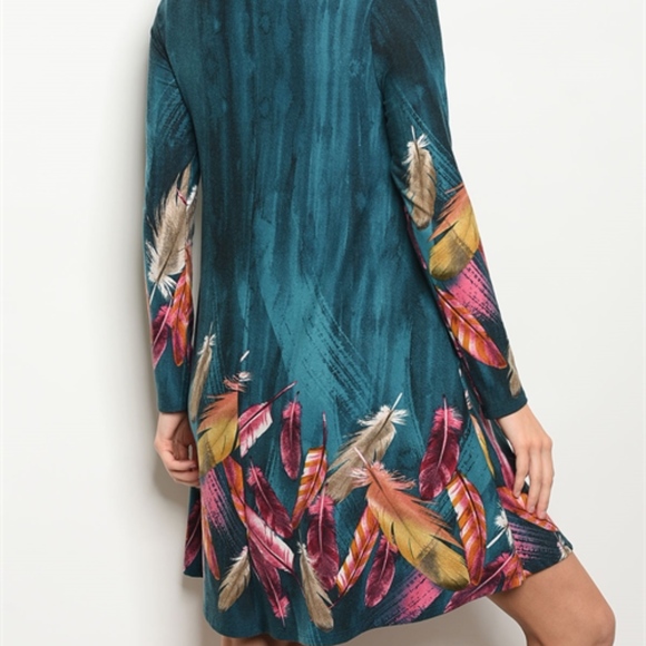 LAST 1! Long sleeve scoop neck floral print dress. - Picture 3 of 7